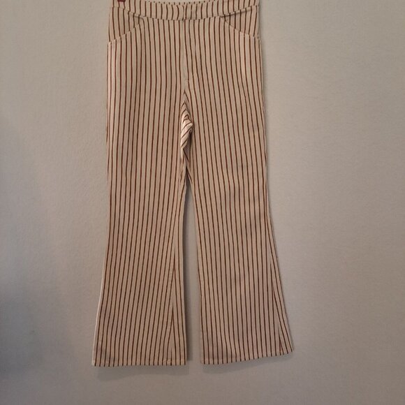 Anthropologie Kelli Striped Wide-Leg Cotton Pant Cream Sz 32 - Picture 3 of 8